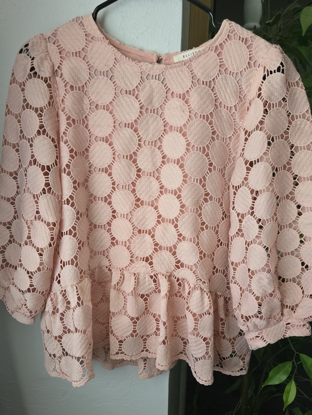 Ellison Blush Pink Lace Peplum Top